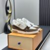 Mocha Brown & White Patent Low-Top Sneakers