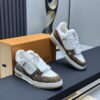 Mocha Brown & White Patent Low-Top Sneakers