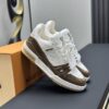 Mocha Brown & White Patent Low-Top Sneakers
