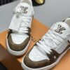 Mocha Brown & White Patent Low-Top Sneakers
