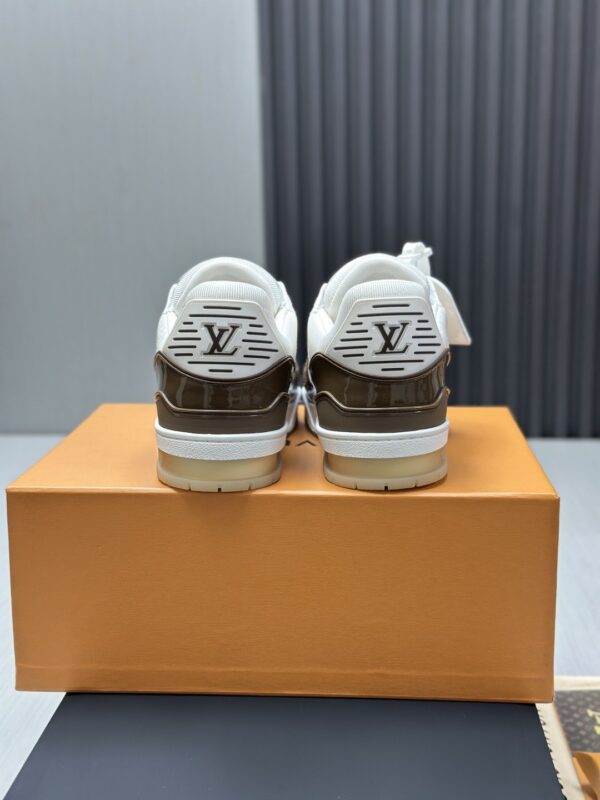 Mocha Brown & White Patent Low-Top Sneakers