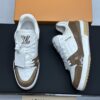 Mocha Brown & White Patent Low-Top Sneakers