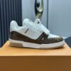 Mocha Brown & White Patent Low-Top Sneakers