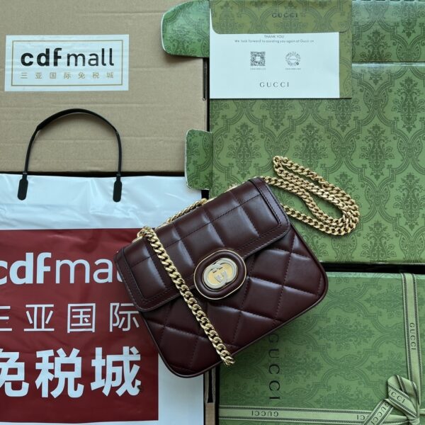 Gucci Deco Mini Shoulder Bag – Burgundy Quilted Leather