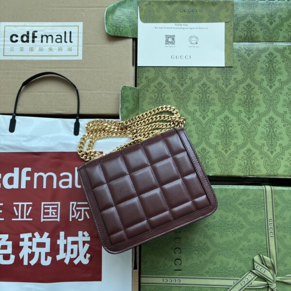 Gucci Deco Mini Shoulder Bag – Burgundy Quilted Leather