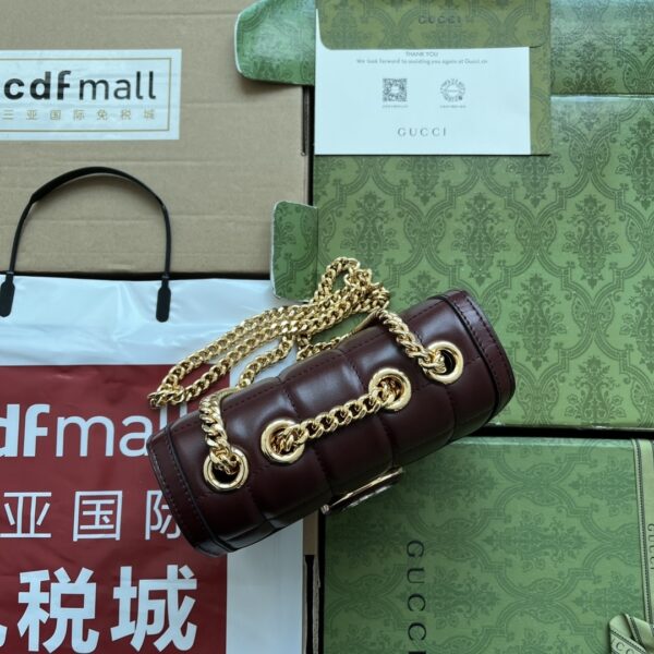 Gucci Deco Mini Shoulder Bag – Burgundy Quilted Leather