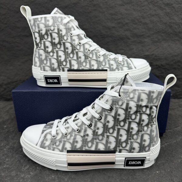 sy_no_01AC2A2BD7EA4925290769B29CDFB7CB_0 Dior B23 Classic Black & White Oblique Transparent High-Top Sneakers