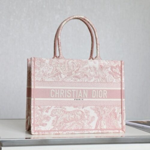 Dior Book Tote – Pink Toile de Jouy Embroidered Tote
