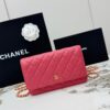 sy_no_025130AA795BE37ADC76512069879F1C_0 Rose Pink Quilted Textured Calfskin WOC Chain Wallet