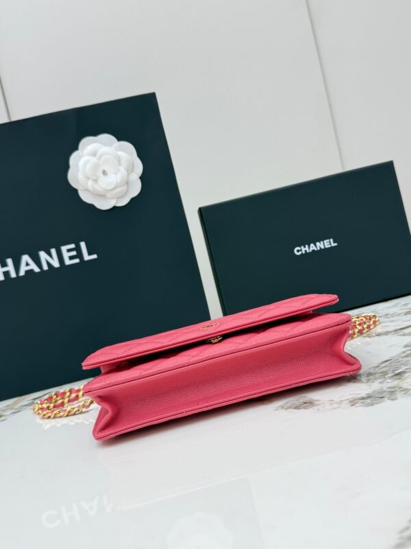 sy_no_025130AA795BE37ADC76512069879F1C_3 Rose Pink Quilted Textured Calfskin WOC Chain Wallet