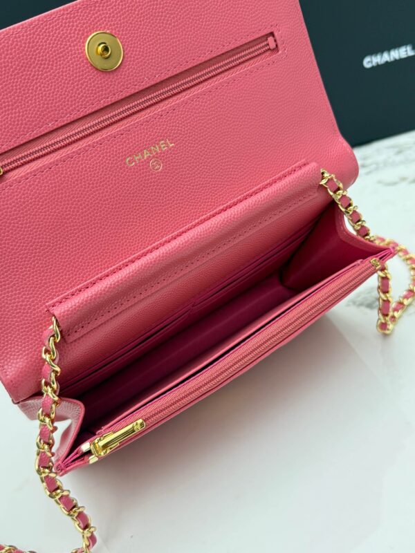 sy_no_025130AA795BE37ADC76512069879F1C_5 Rose Pink Quilted Textured Calfskin WOC Chain Wallet