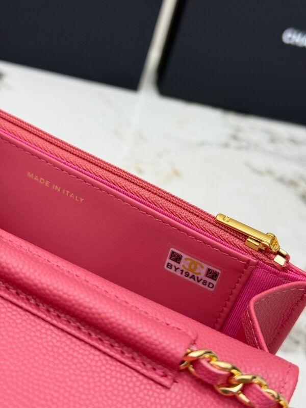 sy_no_025130AA795BE37ADC76512069879F1C_7 Rose Pink Quilted Textured Calfskin WOC Chain Wallet