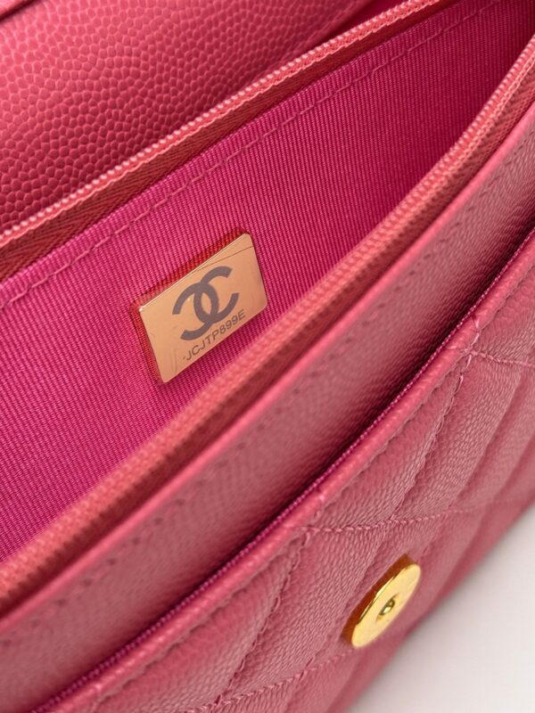 sy_no_025130AA795BE37ADC76512069879F1C_8 Rose Pink Quilted Textured Calfskin WOC Chain Wallet