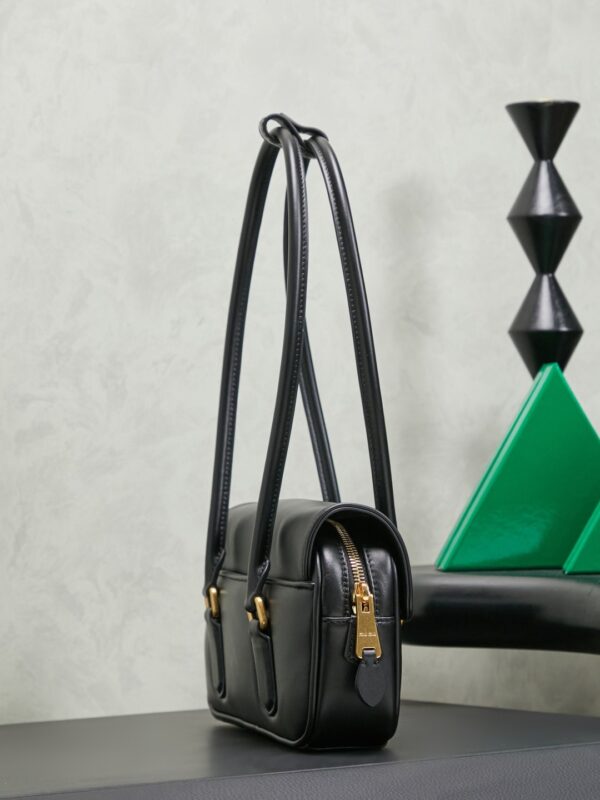 sy_no_02DEB49B1CCA272380CAE56E52C0B1AE_2 New Miu Miu Black Flap Bowling Bag – Versatile Women's Commuter Handbag (Long-Handle Shoulder/Underarm Bag)
