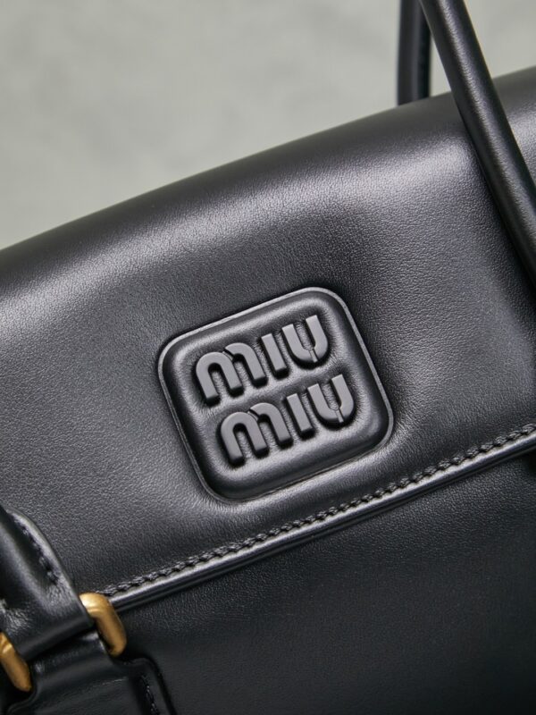 sy_no_02DEB49B1CCA272380CAE56E52C0B1AE_4 New Miu Miu Black Flap Bowling Bag – Versatile Women's Commuter Handbag (Long-Handle Shoulder/Underarm Bag)
