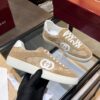 sy_no_039403048EA36AE7AF0BE5907DDB7000_0 Gucci B Sneaker in Beige GG Canvas & Suede with White Interlocking G Logo