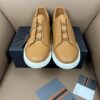 sy_no_04A70846A6F14AE2FC6423032BC7838A_3 Caramel & Camel Textured Leather Slip-On Sneakers