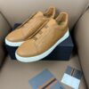 sy_no_04A70846A6F14AE2FC6423032BC7838A_5 Caramel & Camel Textured Leather Slip-On Sneakers