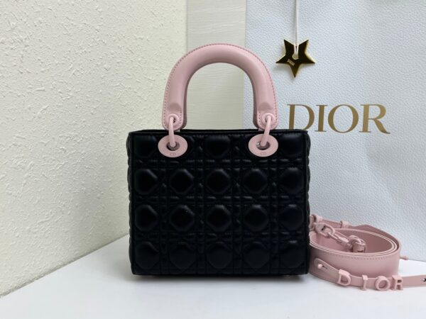 Lady Dior Four-Compartment Mini Bag – Black & Pink Suede