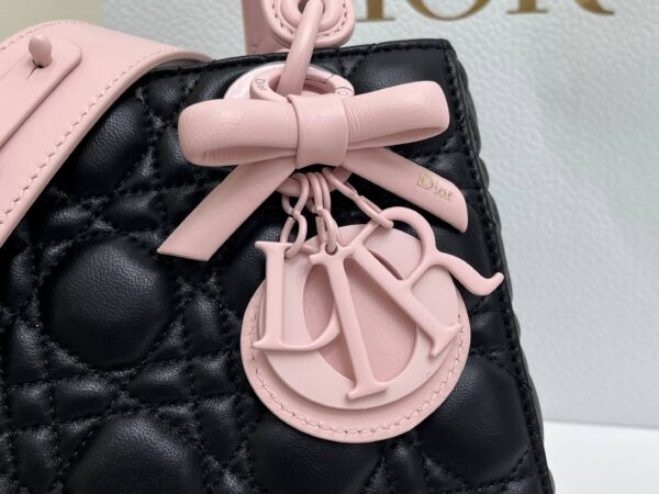 Lady Dior Four-Compartment Mini Bag – Black & Pink Suede