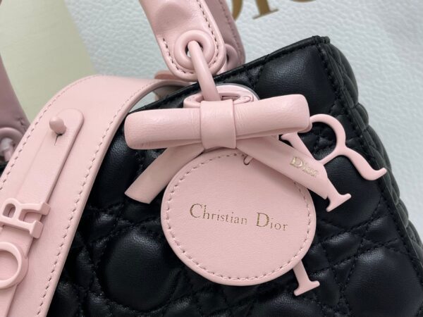 Lady Dior Four-Compartment Mini Bag – Black & Pink Suede