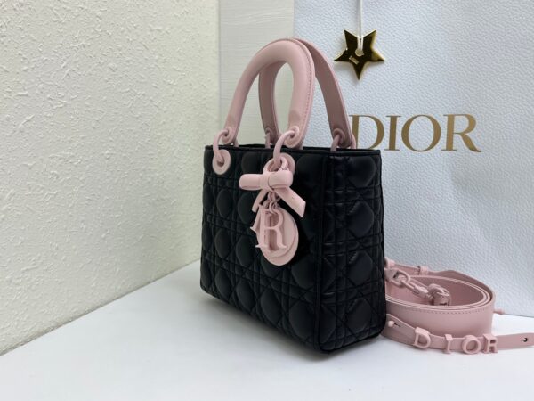 Lady Dior Four-Compartment Mini Bag – Black & Pink Suede