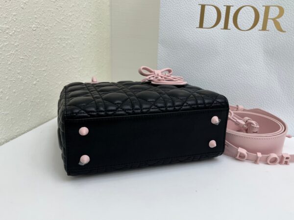 Lady Dior Four-Compartment Mini Bag – Black & Pink Suede