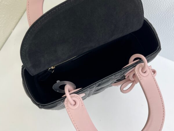 Lady Dior Four-Compartment Mini Bag – Black & Pink Suede