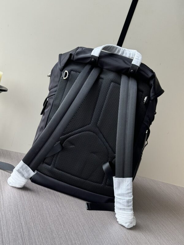 Parachute Nylon & Calfskin Backpack – Black