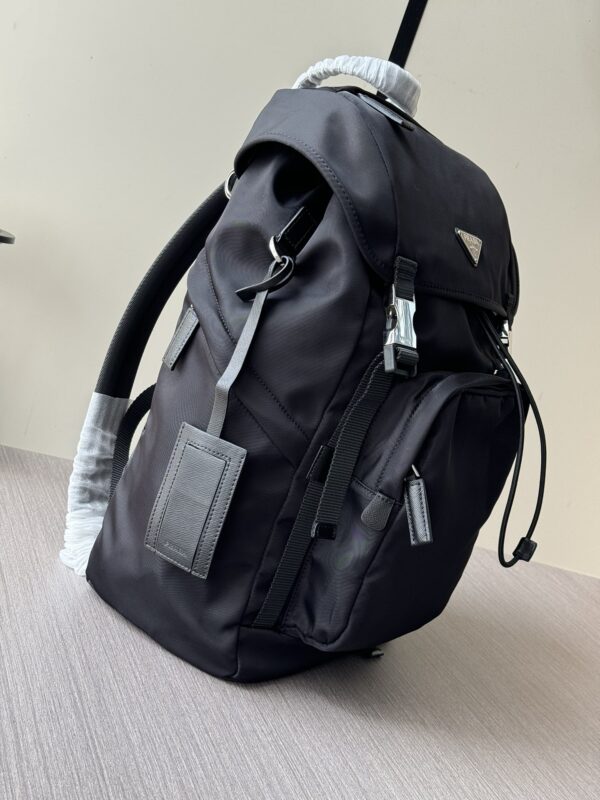 Parachute Nylon & Calfskin Backpack – Black