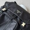 Parachute Nylon & Calfskin Backpack – Black