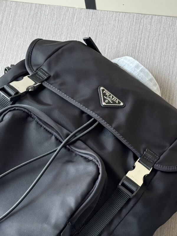 Parachute Nylon & Calfskin Backpack – Black