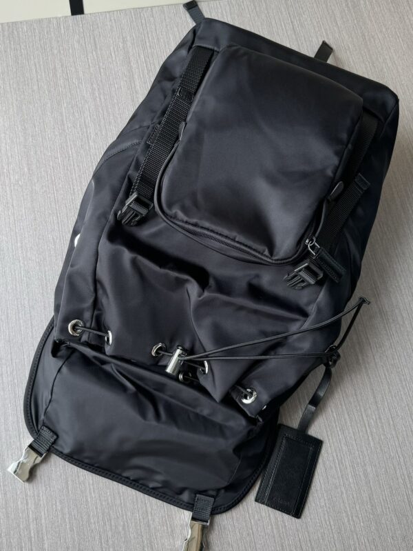 Parachute Nylon & Calfskin Backpack – Black