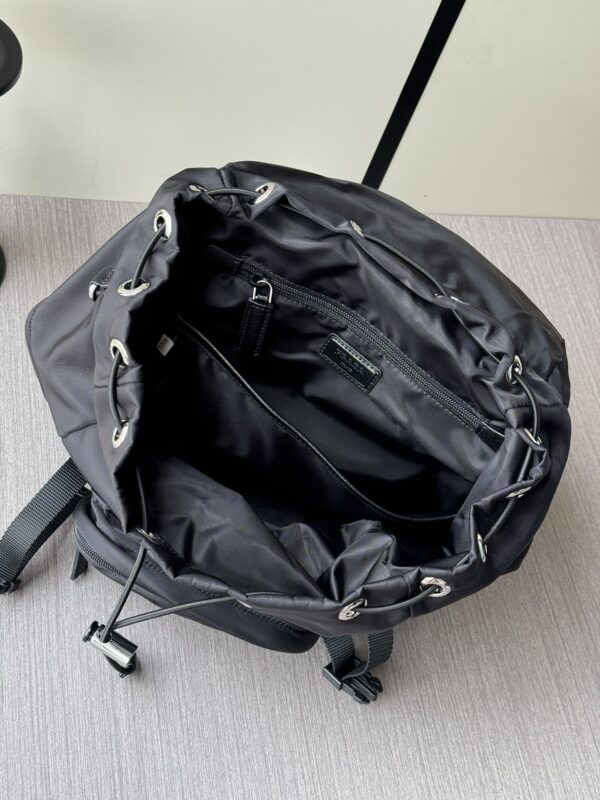 Parachute Nylon & Calfskin Backpack – Black