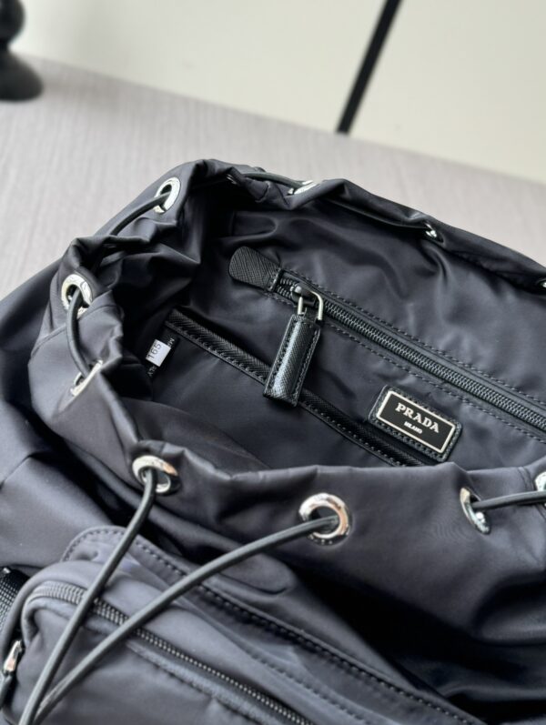 Parachute Nylon & Calfskin Backpack – Black