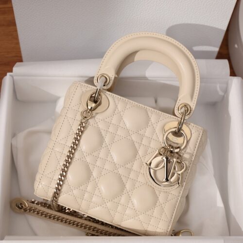 Dior Mini Lady Dior Bag in Lambskin with Gold Hardware (3-Slot Size)