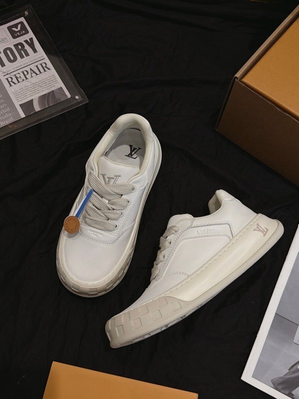 Louis Vuitton LV Checker All White & Off-White Chunky Sneakers