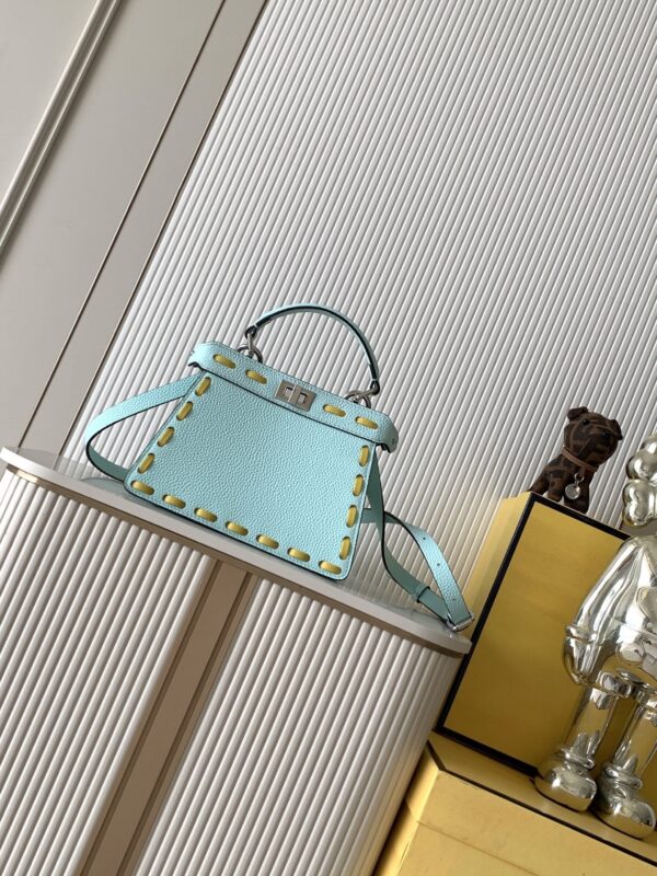 Fendi Iconic Peekaboo ISeeU Large Bag – Teal Blue Color-Block Calfskin