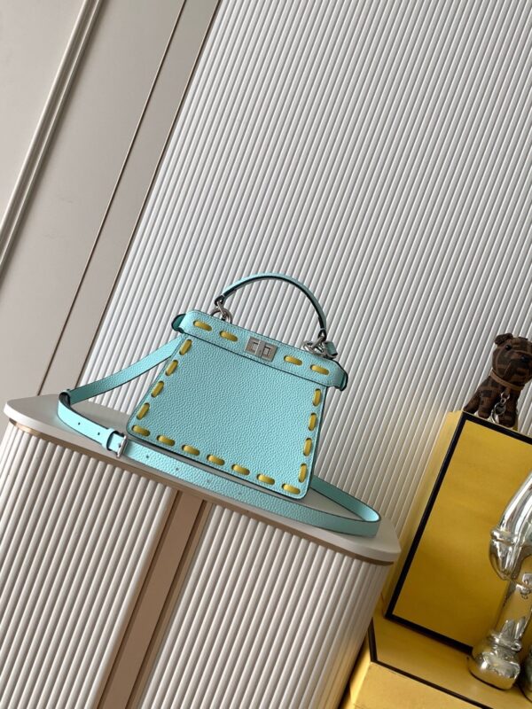 Fendi Iconic Peekaboo ISeeU Large Bag – Teal Blue Color-Block Calfskin