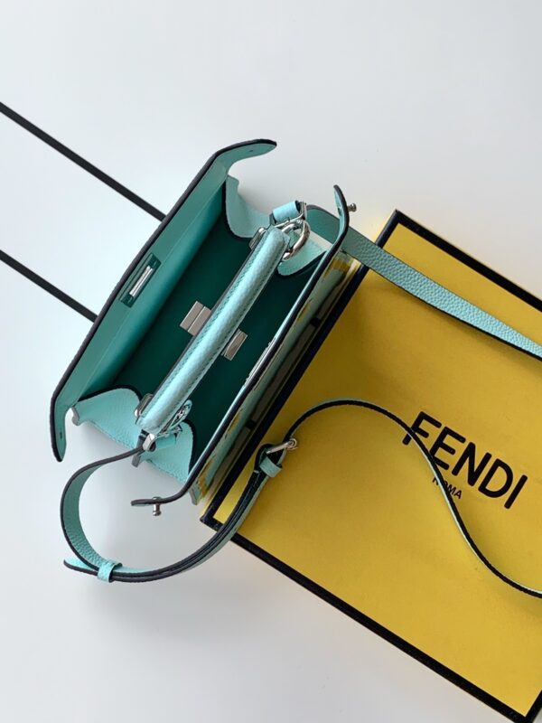 Fendi Iconic Peekaboo ISeeU Large Bag – Teal Blue Color-Block Calfskin