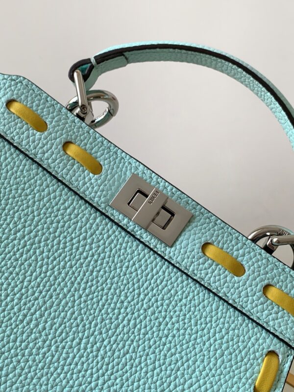 Fendi Iconic Peekaboo ISeeU Large Bag – Teal Blue Color-Block Calfskin