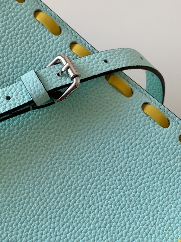 Fendi Iconic Peekaboo ISeeU Large Bag – Teal Blue Color-Block Calfskin