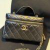 Chanel Black & Gold Quilted Double-C "Box Bag" (25C Collection) with Top Handle