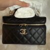 Chanel Black & Gold Quilted Double-C "Box Bag" (25C Collection) with Top Handle