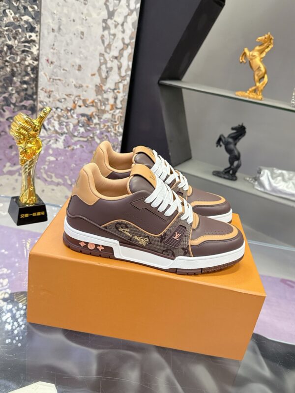 sy_no_07E04111C3E85D31E80613AEE229A5B6_1 Louis Vuitton LV Trainer Dark Brown & Tan Retro Sneakers