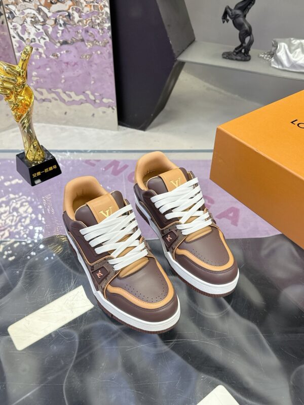 sy_no_07E04111C3E85D31E80613AEE229A5B6_2 Louis Vuitton LV Trainer Dark Brown & Tan Retro Sneakers