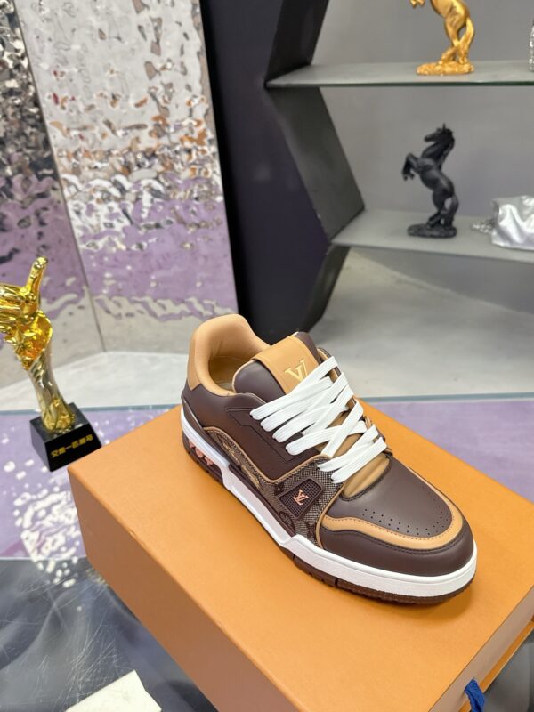 sy_no_07E04111C3E85D31E80613AEE229A5B6_4 Louis Vuitton LV Trainer Dark Brown & Tan Retro Sneakers