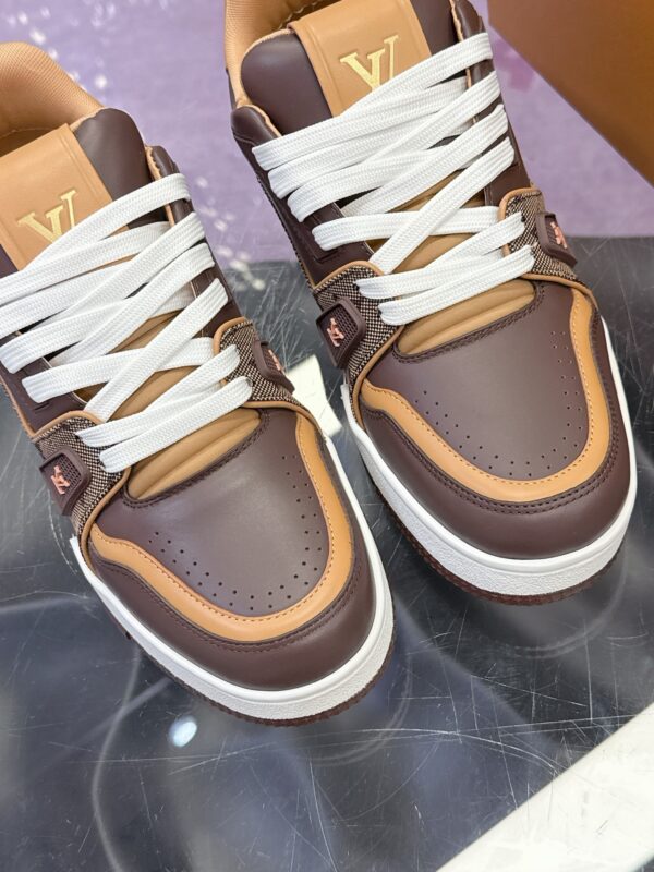 sy_no_07E04111C3E85D31E80613AEE229A5B6_5 Louis Vuitton LV Trainer Dark Brown & Tan Retro Sneakers
