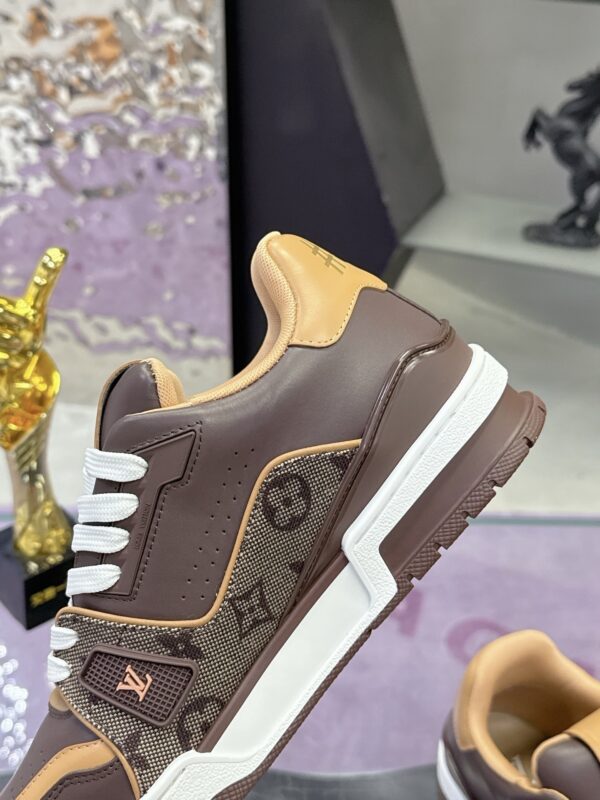 sy_no_07E04111C3E85D31E80613AEE229A5B6_6 Louis Vuitton LV Trainer Dark Brown & Tan Retro Sneakers