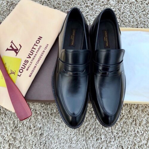 Black Smooth Calfskin Penny Loafers
